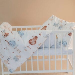 pamučna posteljina za dječji krevetić s motivima sela