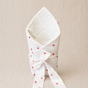 Jastuk za bebe - 3u1 crvena srca - muslin/pamuk