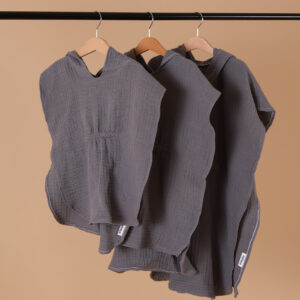 Pončo za plažu- muslin - siva