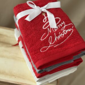 Božićni ručnik - crveni merry christmas