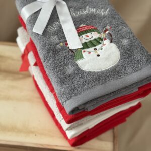 Božićni ručnik - sivi snjegović