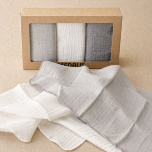 Muslin pelene za bebe dvoslojne - siva/bijela