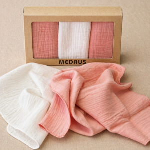 Muslin pelene za bebe dvoslojne - roza/bijela