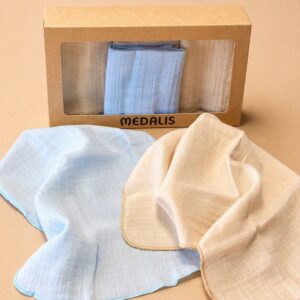 Muslin pelene za bebe dvoslojne - plava/nude